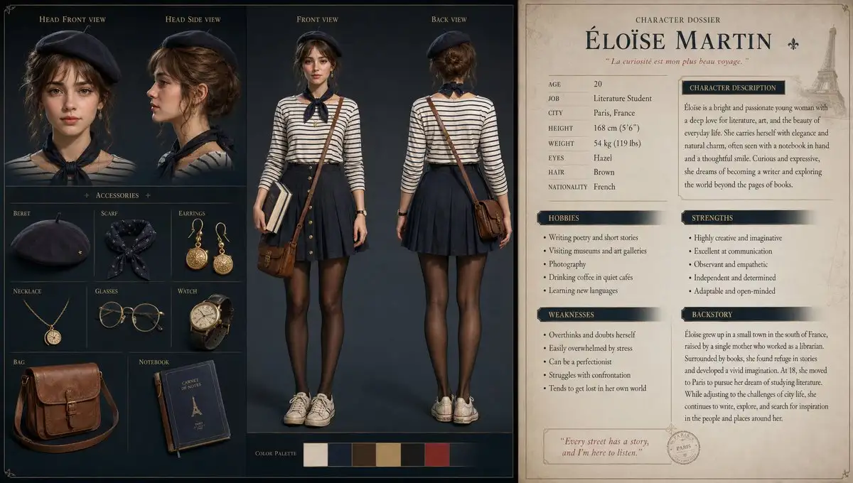 French Student Character Sheet