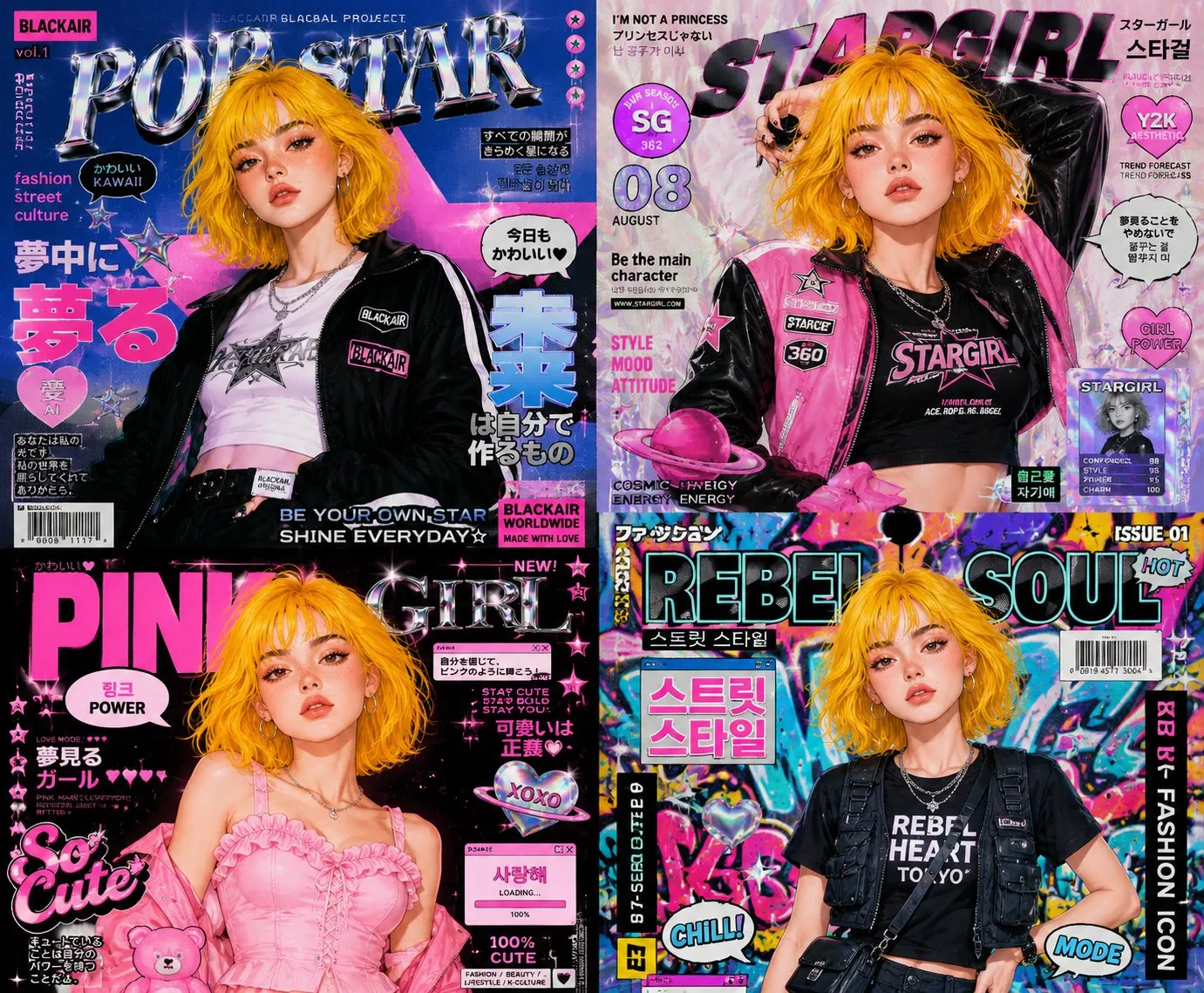 Y2K four-panel magazine collage