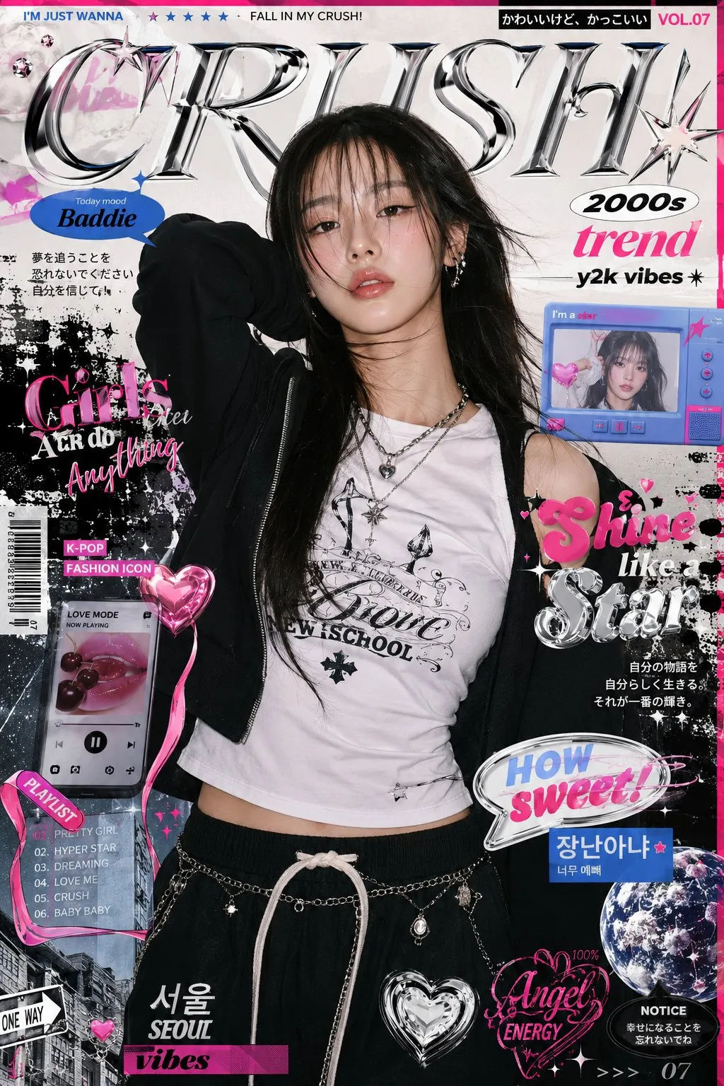 Y2K Korean editorial fashion poster