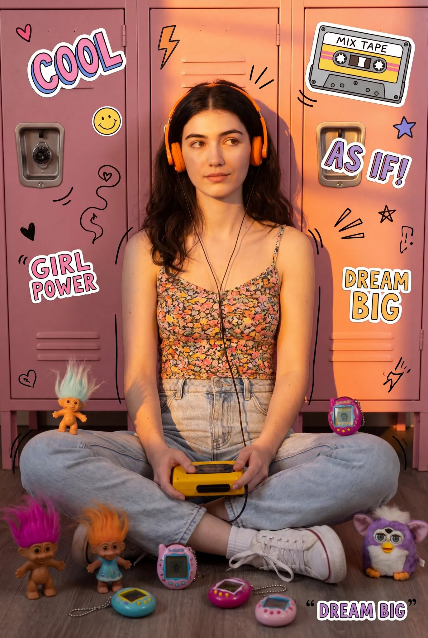 90s retro collage locker portrait