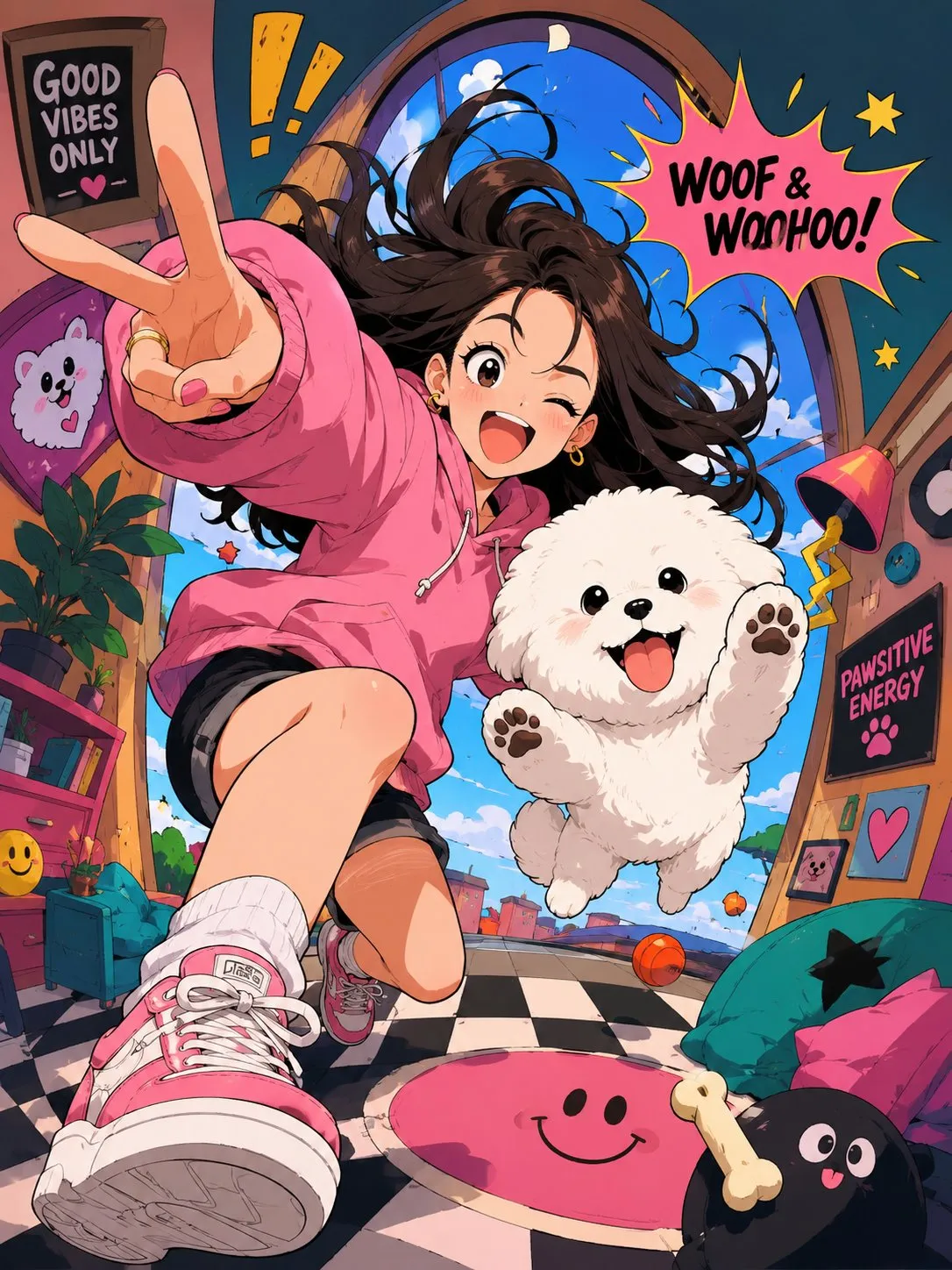 Trending exaggerated anime illustration